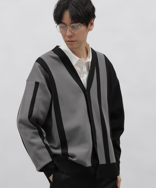 LAKOLE(ラコレ)の「PEアシメストライプカーデ / 987308(カーディガン/ボレロ・メンズ・チャコールグレー/アイボリー/グリーン・X-LARGE/LARGE/MEDIUM)」の8枚目の写真