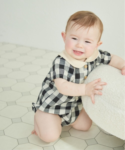 pairmanon（ペアマノン）の「【ベビー】丸襟 パフスリーブ ロンパース（ロンパース・キッズ・グリーン系その他/ブルー系その他/オレンジ系その他/ブラック系その他・70/80）」の13枚目の写真