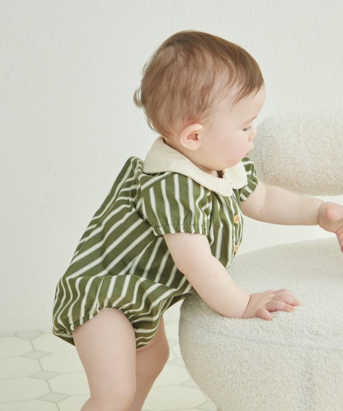 pairmanon（ペアマノン）の「【ベビー】丸襟 パフスリーブ ロンパース（ロンパース・キッズ・グリーン系その他/ブルー系その他/オレンジ系その他/ブラック系その他・70/80）」の15枚目の写真