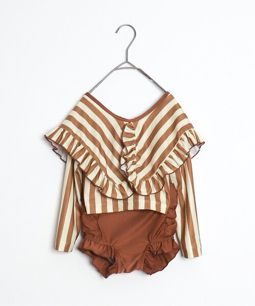 セール】ラッシュガードいらずのフリル衿セパレート水着（水着）｜p