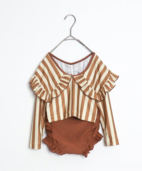 p.premier（ピードットプルミエ）の「ラッシュガードいらずのフリル衿セパレート水着（水着・キッズ・ブラック/イエロー/ブラウン・80/90/100/110/120/130/140）」の20枚目の写真