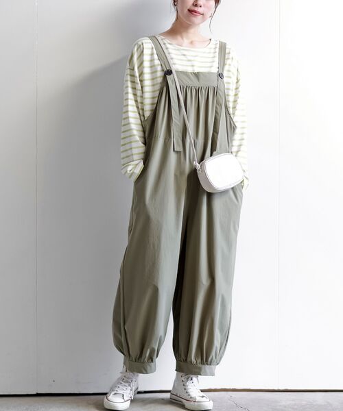 rps(アールピーエス)の「ナイロンオールインワン(サロペット/オーバーオール・レディース・ブラック/チャコールグレー/ライトカーキ・フリー)」の3枚目の写真