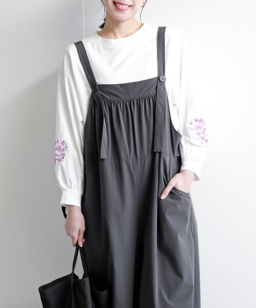 rps(アールピーエス)の「ナイロンオールインワン(サロペット/オーバーオール・レディース・ブラック/チャコールグレー/ライトカーキ・フリー)」の7枚目の写真