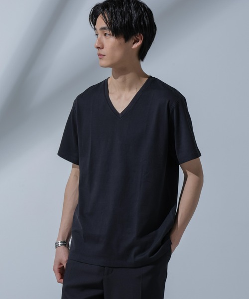 NANO universe(ナノユニバース)の「Anti Soaked(R) 汗染み防止 VネックTシャツ(Tシャツ/カットソー・メンズ・ブラック/ベージュ/ホワイト/トップグレー・M/S/XL/L)」の6枚目の写真