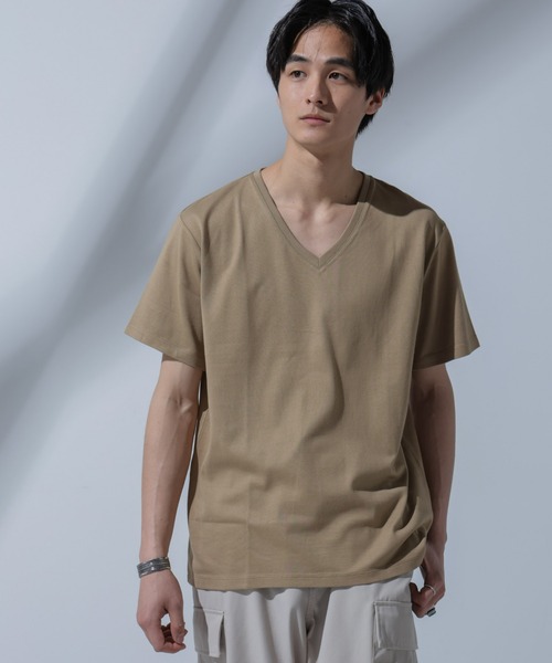 NANO universe(ナノユニバース)の「Anti Soaked(R) 汗染み防止 VネックTシャツ(Tシャツ/カットソー・メンズ・ブラック/ベージュ/ホワイト/トップグレー・M/S/XL/L)」の10枚目の写真