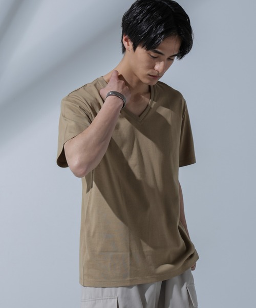 NANO universe(ナノユニバース)の「Anti Soaked(R) 汗染み防止 VネックTシャツ(Tシャツ/カットソー・メンズ・ブラック/ベージュ/ホワイト/トップグレー・M/S/XL/L)」の11枚目の写真