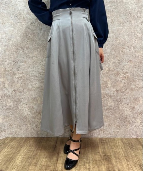 axes femme（アクシーズファム）の「ポケット付フロントジップスカート（スカート・レディース・カーキ/ブラック/グレー/ベージュ・FREE）」の6枚目の写真