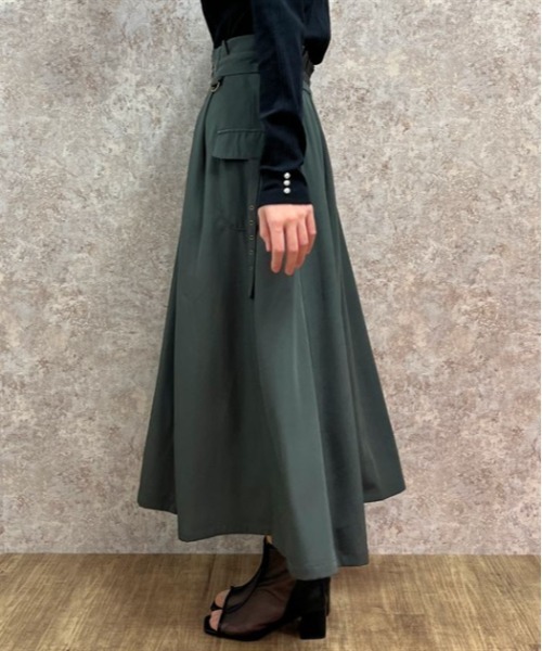 axes femme（アクシーズファム）の「ポケット付フロントジップスカート（スカート・レディース・カーキ/ブラック/グレー/ベージュ・FREE）」の7枚目の写真