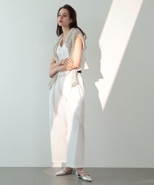 saloon（サルーン）の「SALOON(サルーン)/　2タックワイドタックパンツ　セットアップ可（スラックス・レディース・ブラック/グリーン/ホワイト・MEDIUM/SMALL）」の5枚目の写真