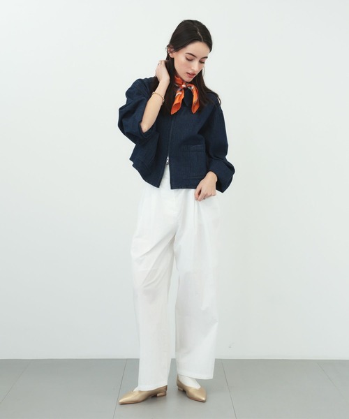 saloon（サルーン）の「SALOON(サルーン)/　2タックワイドタックパンツ　セットアップ可（スラックス・レディース・ブラック/グリーン/ホワイト・MEDIUM/SMALL）」の6枚目の写真