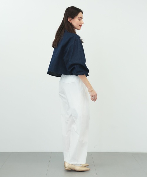 saloon（サルーン）の「SALOON(サルーン)/　2タックワイドタックパンツ　セットアップ可（スラックス・レディース・ブラック/グリーン/ホワイト・MEDIUM/SMALL）」の7枚目の写真