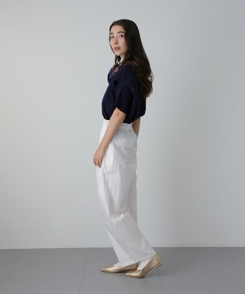 saloon（サルーン）の「SALOON(サルーン)/　2タックワイドタックパンツ　セットアップ可（スラックス・レディース・ブラック/グリーン/ホワイト・MEDIUM/SMALL）」の12枚目の写真