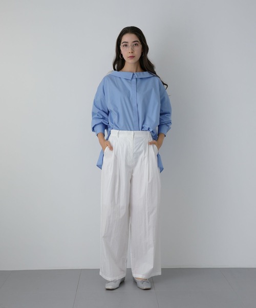 saloon（サルーン）の「SALOON(サルーン)/　2タックワイドタックパンツ　セットアップ可（スラックス・レディース・ブラック/グリーン/ホワイト・MEDIUM/SMALL）」の15枚目の写真