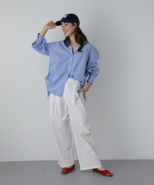 saloon（サルーン）の「SALOON(サルーン)/　2タックワイドタックパンツ　セットアップ可（スラックス・レディース・ブラック/グリーン/ホワイト・MEDIUM/SMALL）」の9枚目の写真