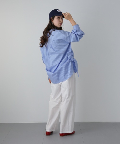 saloon（サルーン）の「SALOON(サルーン)/　2タックワイドタックパンツ　セットアップ可（スラックス・レディース・ブラック/グリーン/ホワイト・MEDIUM/SMALL）」の10枚目の写真