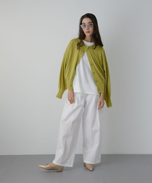 saloon（サルーン）の「SALOON(サルーン)/　2タックワイドタックパンツ　セットアップ可（スラックス・レディース・ブラック/グリーン/ホワイト・MEDIUM/SMALL）」の13枚目の写真