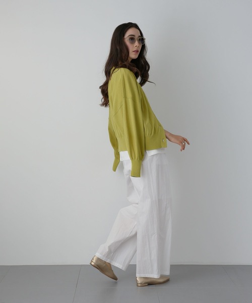 saloon（サルーン）の「SALOON(サルーン)/　2タックワイドタックパンツ　セットアップ可（スラックス・レディース・ブラック/グリーン/ホワイト・MEDIUM/SMALL）」の14枚目の写真