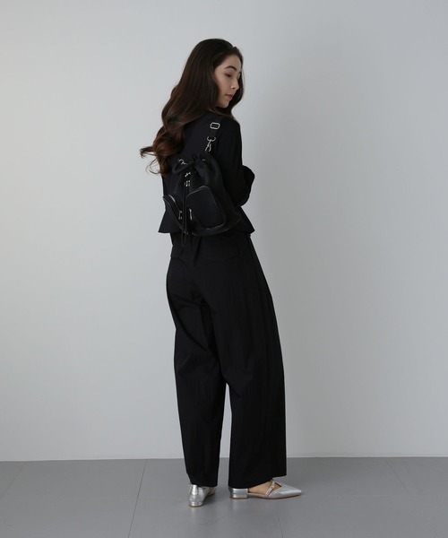 saloon（サルーン）の「SALOON(サルーン)/　2タックワイドタックパンツ　セットアップ可（スラックス・レディース・ブラック/グリーン/ホワイト・MEDIUM/SMALL）」の21枚目の写真