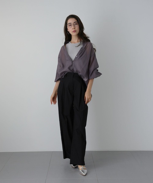 saloon（サルーン）の「SALOON(サルーン)/　2タックワイドタックパンツ　セットアップ可（スラックス・レディース・ブラック/グリーン/ホワイト・MEDIUM/SMALL）」の19枚目の写真