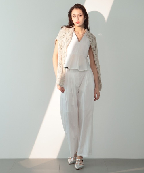 saloon（サルーン）の「SALOON(サルーン)/　2タックワイドタックパンツ　セットアップ可（スラックス・レディース・ブラック/グリーン/ホワイト・MEDIUM/SMALL）」の4枚目の写真