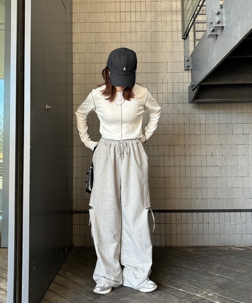 ArgueCulture配色ルーズ スウェットパンツ ウエストリボン ArgueCulture配色ルーズ スウェットパンツ ウエストリボン