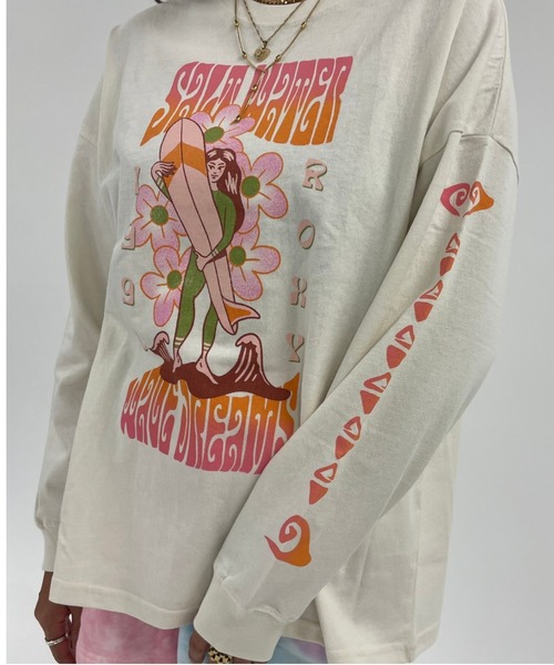 ROXY（ロキシー）の「SALT WATER L/S TEE/ロキシー長袖袖プリントロンT（Tシャツ/カットソー・レディース・ホワイト/ブラック/ブラウン・MEDIUM/LARGE）」の8枚目の写真