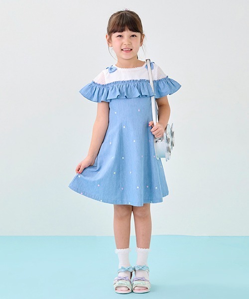メゾピアノ 水色フリル半袖ワンピース140cm 楽天市場】【スーパー