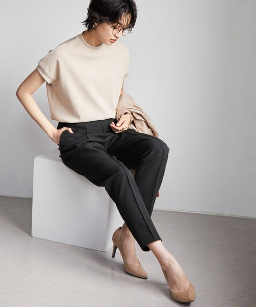 itto...(イット)の「ピンタックストレッチテーパードパンツ(スラックス・レディース・ブラック/カーキ/ブルー/ベージュ/ネイビー/ホワイト・S/M/L/XL/XXL)」の8枚目の写真