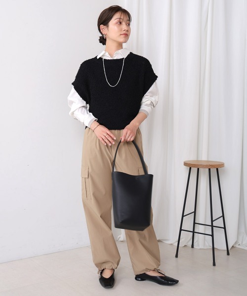 Bou Jeloud（ブージュルード）の「ストレッチカーゴパンツ（カーゴパンツ・レディース・ベージュ/ネイビー・38）」の6枚目の写真