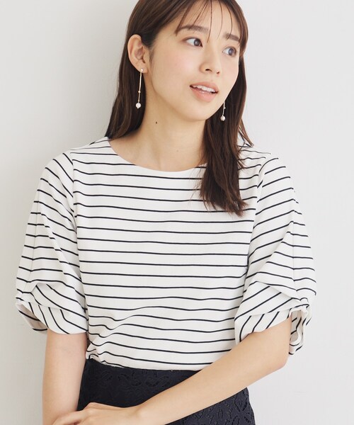 index（インデックス）の「◆≪8color≫ タックデザインスリーブトップス【UVケア/接触冷感/洗濯機洗い可】（Tシャツ/カットソー・レディース・ナチュラル/ホワイト系5/ブラウン系その他5/パープル/ネイビー/チャコール/ホワイト系9/オレンジ系・40/38/42/36/34）」の18枚目の写真