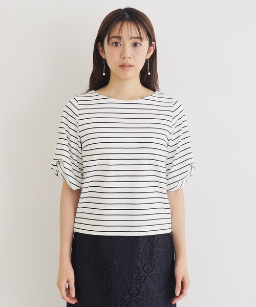index（インデックス）の「◆≪8color≫ タックデザインスリーブトップス【UVケア/接触冷感/洗濯機洗い可】（Tシャツ/カットソー・レディース・ナチュラル/ホワイト系5/ブラウン系その他5/パープル/ネイビー/チャコール/ホワイト系9/オレンジ系・40/38/42/36/34）」の14枚目の写真