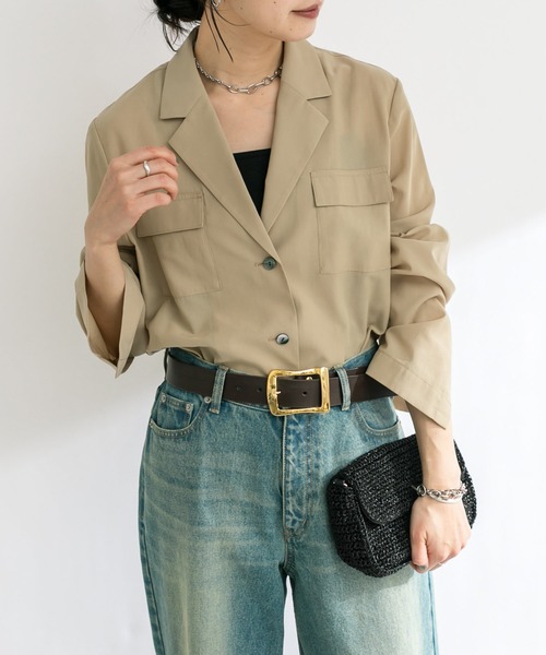 RIVE DROITE(リヴドロワ)の「シアーサファリジャケット(ミリタリージャケット・レディース・カーキ/ベージュ・FREE)」の11枚目の写真