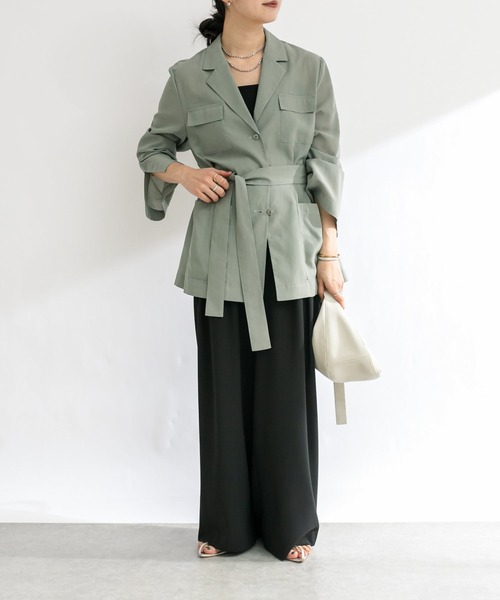 RIVE DROITE(リヴドロワ)の「シアーサファリジャケット(ミリタリージャケット・レディース・カーキ/ベージュ・FREE)」の12枚目の写真