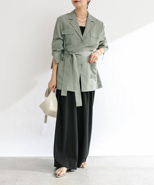 RIVE DROITE(リヴドロワ)の「シアーサファリジャケット(ミリタリージャケット・レディース・カーキ/ベージュ・FREE)」の13枚目の写真