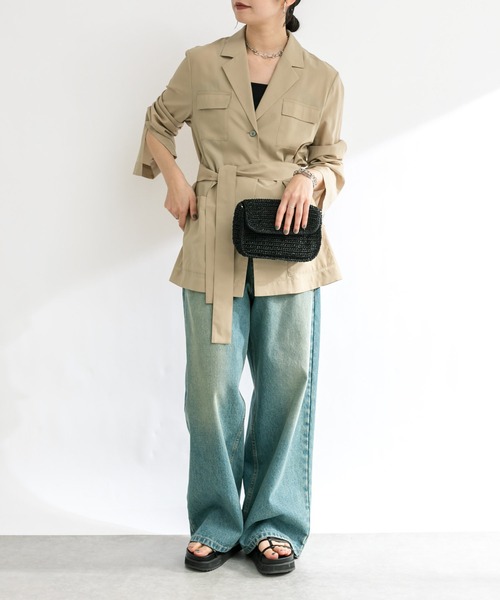 RIVE DROITE(リヴドロワ)の「シアーサファリジャケット(ミリタリージャケット・レディース・カーキ/ベージュ・FREE)」の5枚目の写真