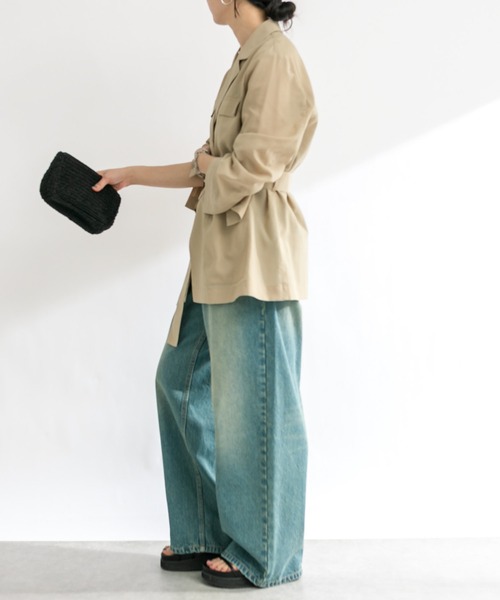 RIVE DROITE(リヴドロワ)の「シアーサファリジャケット(ミリタリージャケット・レディース・カーキ/ベージュ・FREE)」の6枚目の写真