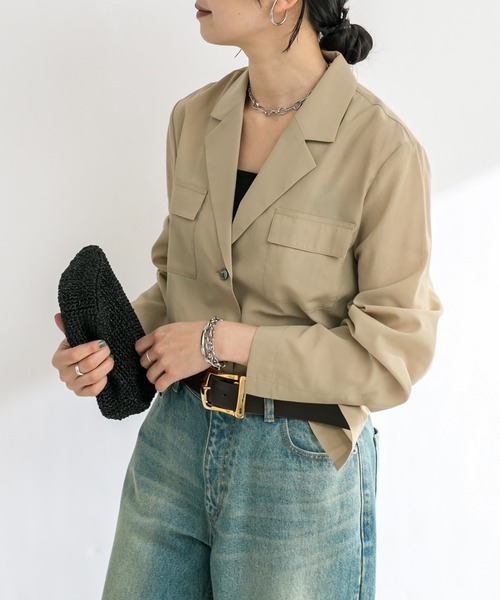 RIVE DROITE(リヴドロワ)の「シアーサファリジャケット(ミリタリージャケット・レディース・カーキ/ベージュ・FREE)」の22枚目の写真