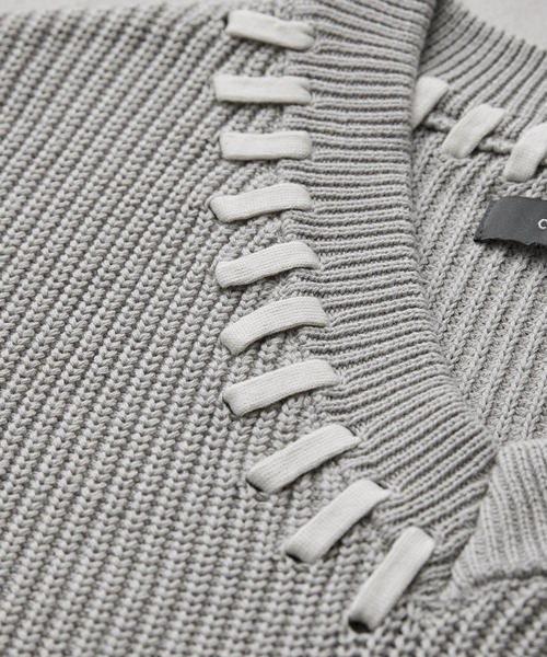 CLEL（クレイル）の「【CLEL】Hand Stitched Side Lace Knit Vest/ハンドステッチ サイドレースニットベスト（ベスト・メンズ・グレー/ブラック/ダークブラウン・XS/S/M/L）」の6枚目の写真