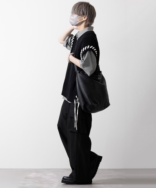 CLEL】Hand Stitched Side Lace Knit Vest/ハンドステッチ