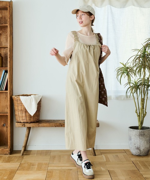 Crisp（クリスプ）の「フリルショルダーAラインワンピース（ワンピース・レディース・チャコール/ベージュ・FREE）」の7枚目の写真