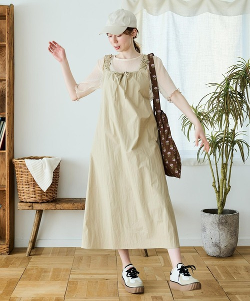 Crisp（クリスプ）の「フリルショルダーAラインワンピース（ワンピース・レディース・チャコール/ベージュ・FREE）」の8枚目の写真