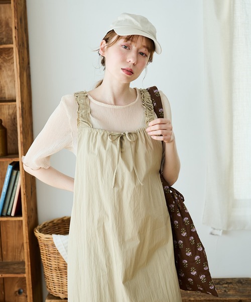 Crisp（クリスプ）の「フリルショルダーAラインワンピース（ワンピース・レディース・チャコール/ベージュ・FREE）」の13枚目の写真