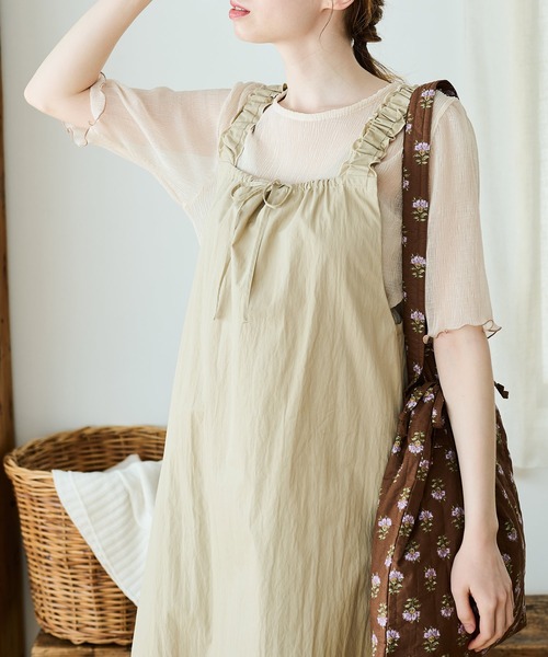 Crisp（クリスプ）の「フリルショルダーAラインワンピース（ワンピース・レディース・チャコール/ベージュ・FREE）」の14枚目の写真