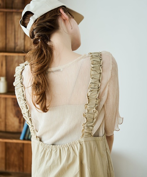 Crisp（クリスプ）の「フリルショルダーAラインワンピース（ワンピース・レディース・チャコール/ベージュ・FREE）」の18枚目の写真