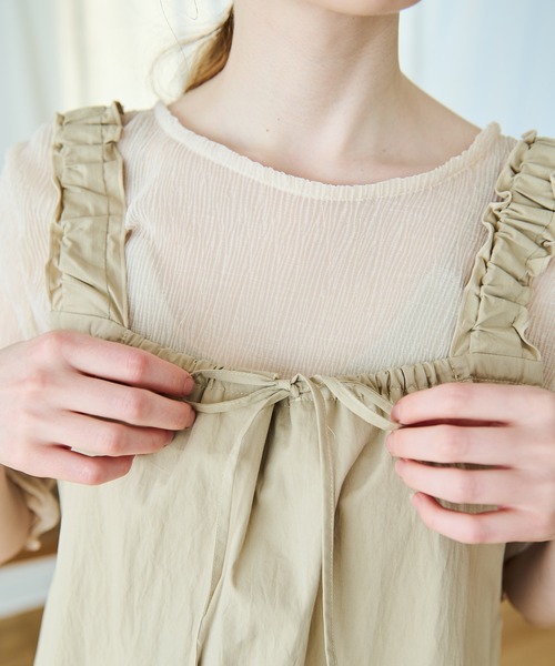Crisp（クリスプ）の「フリルショルダーAラインワンピース（ワンピース・レディース・チャコール/ベージュ・FREE）」の20枚目の写真