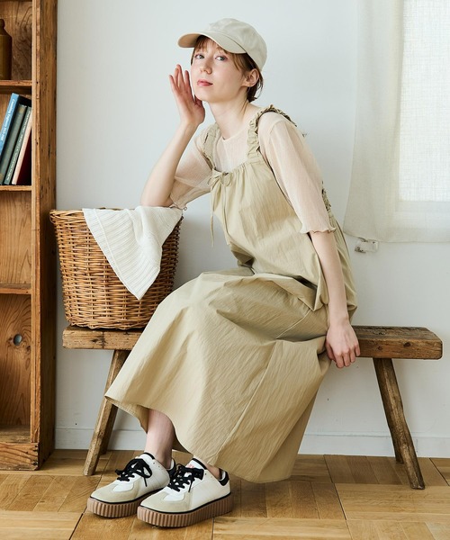 Crisp（クリスプ）の「フリルショルダーAラインワンピース（ワンピース・レディース・チャコール/ベージュ・FREE）」の22枚目の写真