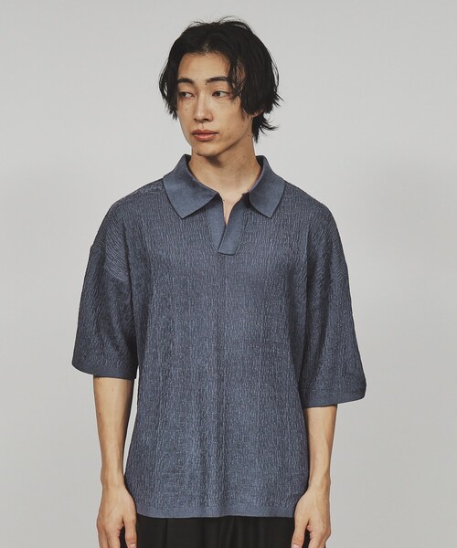 tk.TAKEO KIKUCHI（ティーケータケオキクチ）の「◆スキッパーニットポロシャツ（ポロシャツ・メンズ・ダークブラウン/グリーン系/オフホワイト/ブラック/ブルー/ブラウン系その他・03/02）」の6枚目の写真
