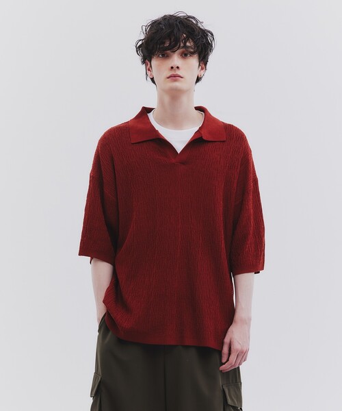 tk.TAKEO KIKUCHI（ティーケータケオキクチ）の「◆スキッパーニットポロシャツ（ポロシャツ・メンズ・ダークブラウン/グリーン系/オフホワイト/ブラック/ブルー/ブラウン系その他・03/02）」の11枚目の写真