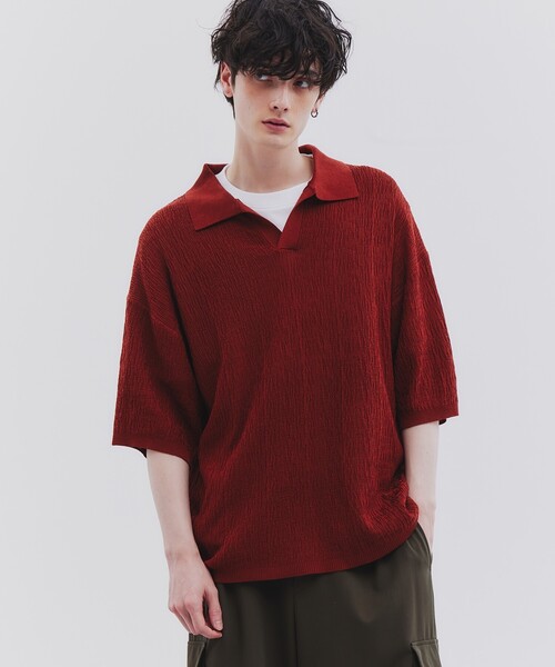 tk.TAKEO KIKUCHI（ティーケータケオキクチ）の「◆スキッパーニットポロシャツ（ポロシャツ・メンズ・ダークブラウン/グリーン系/オフホワイト/ブラック/ブルー/ブラウン系その他・03/02）」の12枚目の写真