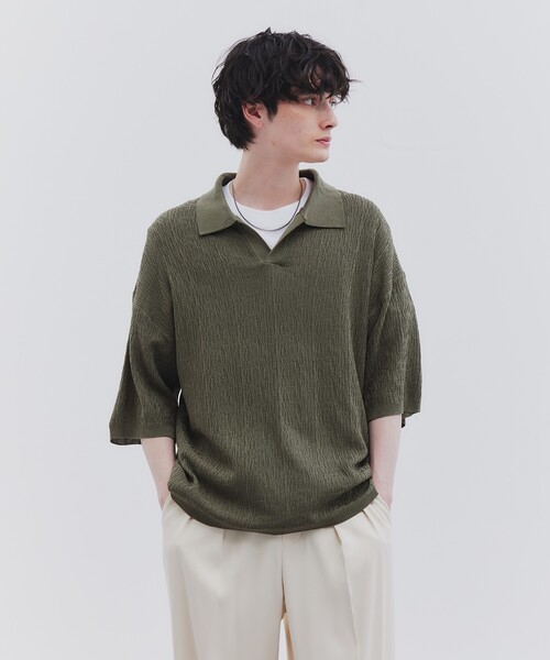 tk.TAKEO KIKUCHI（ティーケータケオキクチ）の「◆スキッパーニットポロシャツ（ポロシャツ・メンズ・ダークブラウン/グリーン系/オフホワイト/ブラック/ブルー/ブラウン系その他・03/02）」の16枚目の写真